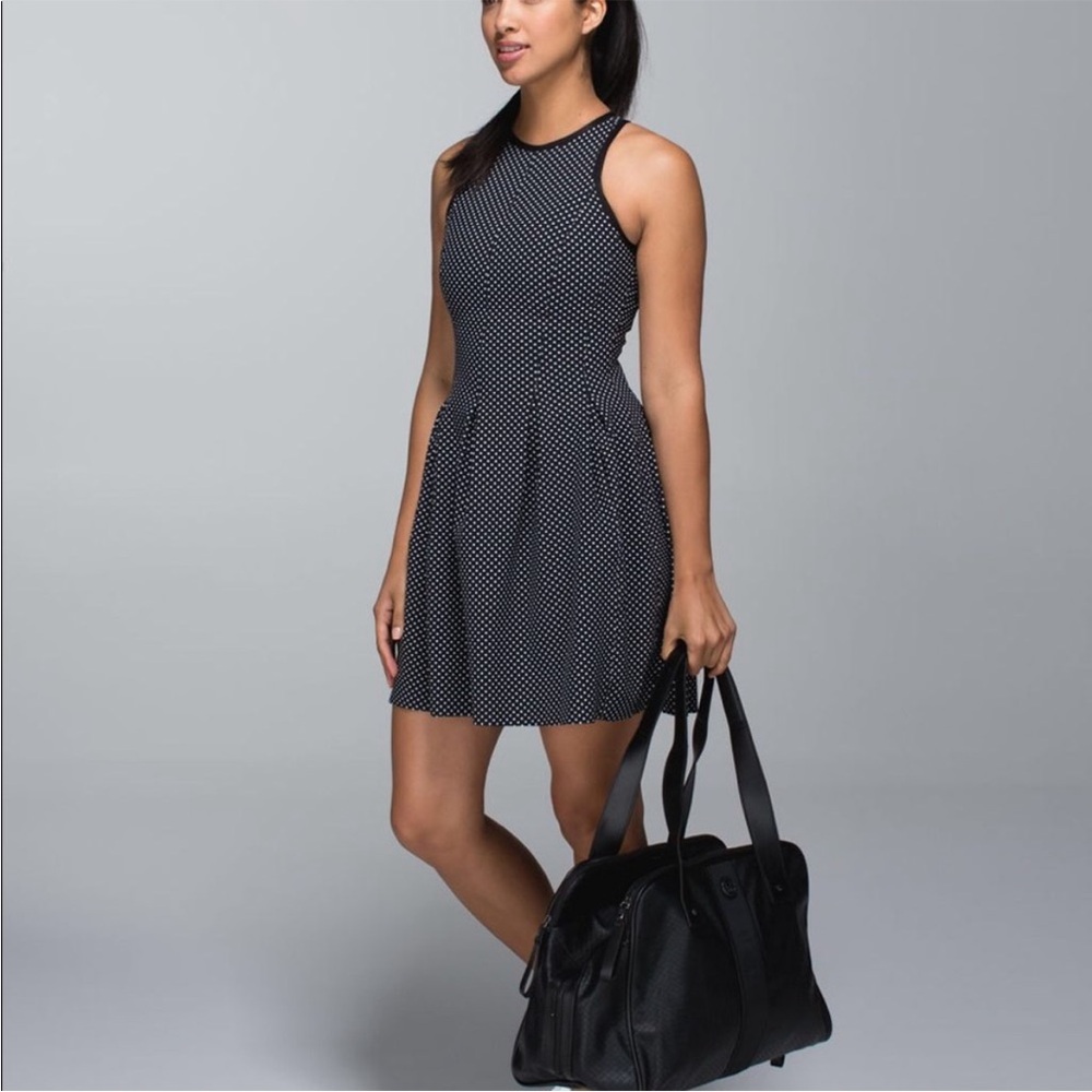 Lululemon Here To There Dress Black Dot Fit Flare Size 4